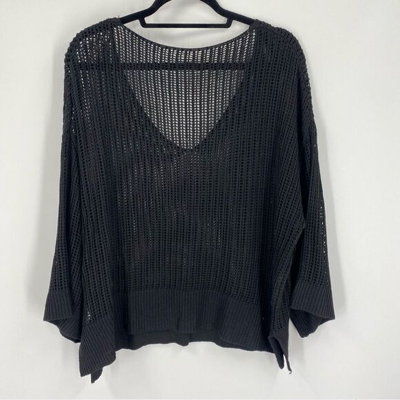 Shein Women’s V Neck Ling Sleeve Cage Knit Seethru Black Sweater size 0XL - Picture 3 of 3